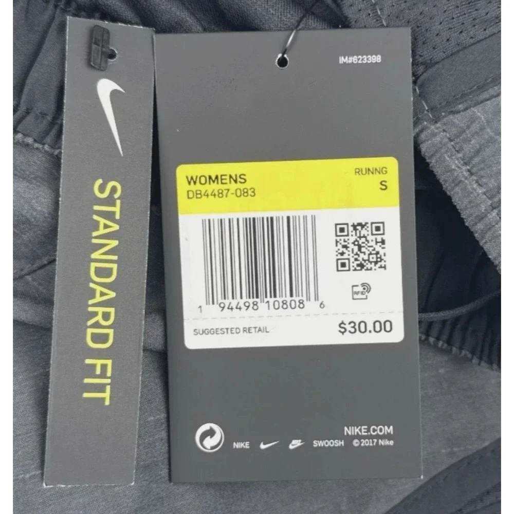 Nike Dri-FIT Tempo Running Shorts Womens Small Grey Black DB4487-083 NEW